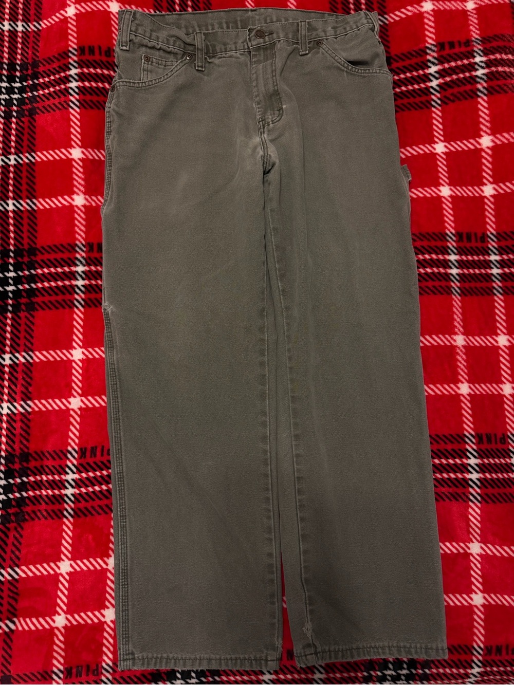 Dickies Olive Cargo Work Pants - Straight Leg